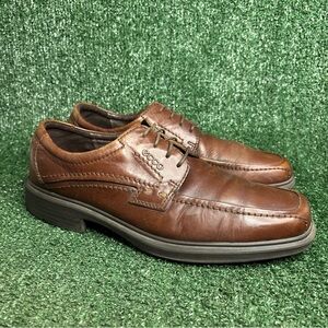 ECCO Men’s Brown Leather Lace Up Shoes Helsinki Comfort Bike Toe Mens 43 / 9-9.5